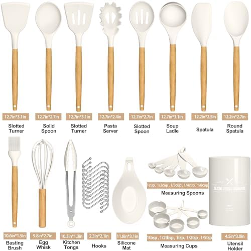 Umite Chef Kitchen Cooking Utensils Set, Cream White, 33 pcs - Image 2