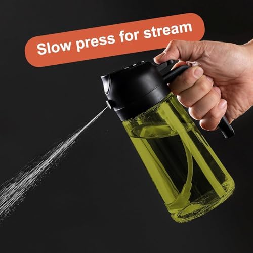 CXINYI - 16oz/470ml Olive Oil Dispenser for Kitchen with Stickers - 2 in 1 Olive Oil Sprayer for Cooking, Air Fryer, and Salad, Black (Light-Proof Kitchen Gadget) - Image 6