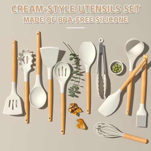 Umite Chef Kitchen Cooking Utensils Set, Cream White, 33 pcs - Image 4