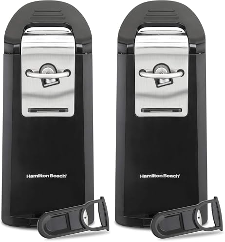 Hamilton Beach Smooth Touch Electric Automatic Can Opener Easy Push Down Lever,For All Standard-Size&Pop-Top,Extra Tall,With Bottle Opening Accessory and Built-In Knife Sharpener,Black(Pack of 2) by HamiltonBeach
