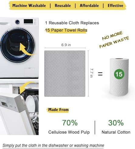 MoLKENE Swedish Dishcloths for Kitchen, 6 Pack Reusable Paper Towels, Gray - Image 4
