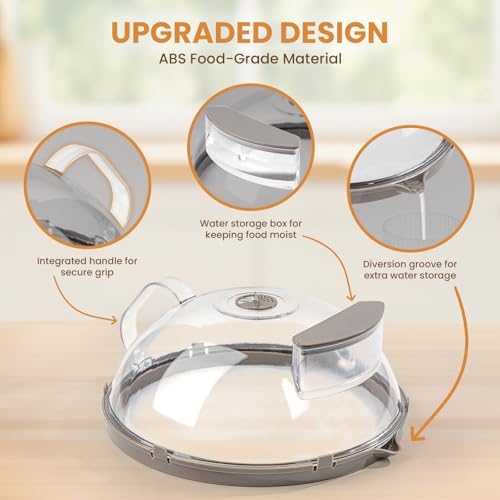 12 Inch Microwave Splatter Cover with Water Steamer, Integrated Handle - Image 3