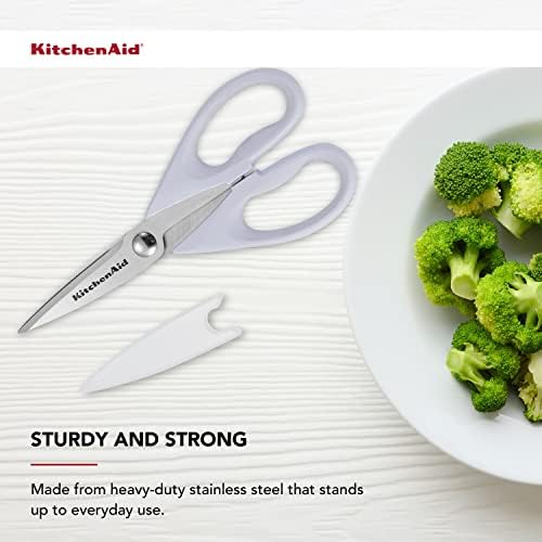 KitchenAid All Purpose Kitchen Shears with Protective Sheath Durable Stainless Steel Scissors, Dishwasher Safe, Soft Grip Comfort Handle, 8.72 Inch, Lavendar Cream - Image 5