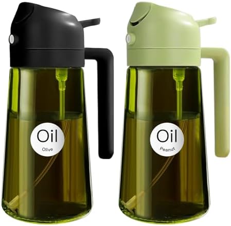 YARRAMATE 16 oz 2-in-1 Dark Glass Olive Oil Sprayer & Dispenser, BlackGreen by YARRAMATE