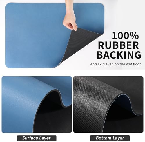 HotLive Dish Drying Mat for Kitchen Counter, Heat Resistant Drainer Mats with Non-slip Rubber Backed, Hide Stain Kitchen Super Absorbent Draining Mat, Easy to Clean Dish Rack Pad, Blue 18"x24" - Image 5