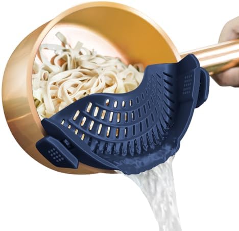 AUOON Clip On Pot Strainer Silicone, Standard 8.86 x 3.55in, Navy by AUOON