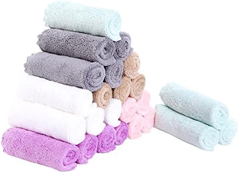 24 Pack Kitchen Dishcloths - Does Not Shed Fluff - Reusable Dish Towels, Dish cloths, Super Absorbent Coral Fleece Cleaning Cloths, Nonstick Oil Washable Fast Drying, 10 x 10 Inch (Multicolor) by Sunny+zzzZZ