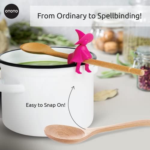 OTOTO Agatha Spoon Holder - Goth Cute Spoon Rest for Stove Top, Gothic, Spooky Cooking Gifts, Witchy Gifts, Cool Kitchen Gadgets, Halloween Gifts (Pink) - Image 5
