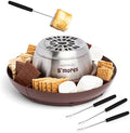 Nostalgia Tabletop Indoor Electric S'mores Maker - Smores Kit With Marshmallow Roasting Sticks and 4 Tray Lazy Susan for Graham Crackers, Chocolate, and Marshmallows - Movie Night Supplies - Brown by Nostalgia
