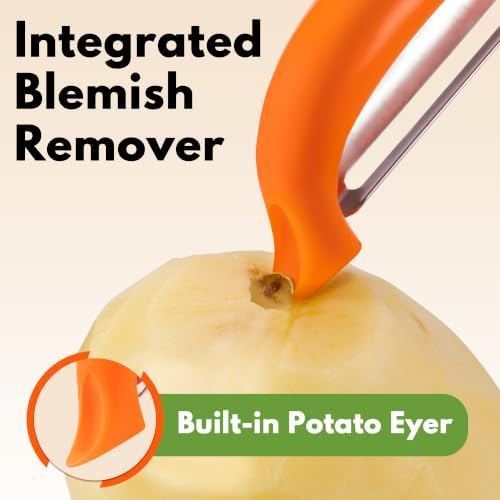 Rainspire Vegetable Peeler Potato Peelers for Kitchen, Sharp Stainless Steel Blades Veggie, Comfortable Handle Fruit Peeler, Carrot Peeler Apple Peeler Dishwasher Safe (1, Coral) - Image 5