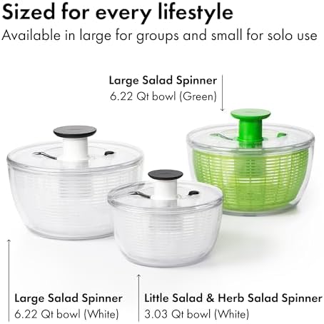 OXO Good Grips Small Salad & Herb Spinner, Vegetable Washer with Strainer - Image 3