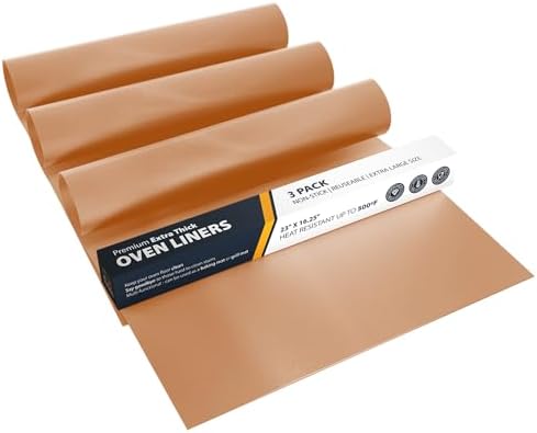 Oven Liners for Bottom of Oven - 3 Pack Large Heavy Duty Mats, 16.25”x23” NonStick Reusable Liner for Electric, Gas, Toaster Grills - BPA & PFOA Free Kitchen Accessory to Keep Appliance Clean (Copper) by LindasEssentials