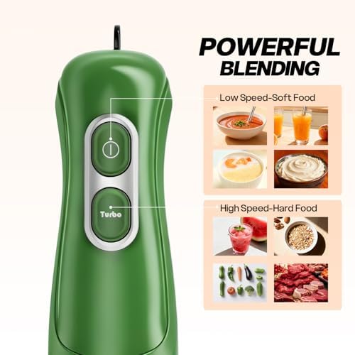 Turelar Immersion Blender Corded 400W, 2 Speed, Emulsifier, Blend, BPA-Free - Image 2
