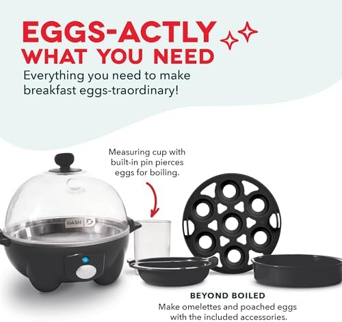 Dash Rapid Egg Cooker, 7 Eggs, Hard Boiled, Poached & Omelettes, Black - Image 4