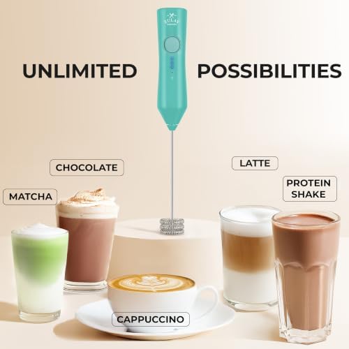 Zulay Kitchen Rechargeable Milk Frother Handheld - Frother Wand, Drink Mixer, Electric Whisk Frother, for Cappuccinos, Matcha & Protein Powder - Dynamic Triple Whisk, 3 Speed 500mAh Mint - Image 6