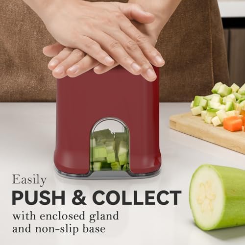 KEOUKE Multifunctional Vegetable Chopper Red - 3 Interchangeable Blades Potato French Fry Cutter with Container & Storage Box Food Chopper Dicer for Cucumber, Tomato, Carrot, Onion - Image 4