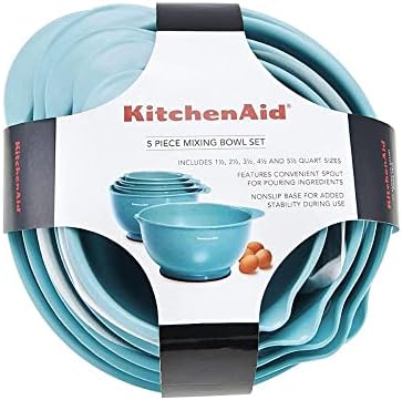 KitchenAid KE178OSAQA Classic Mixing Bowls, Set of 5,Aqua Sky 2 - Image 5