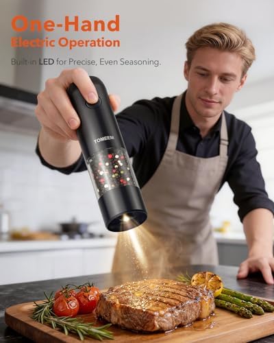 TOMEEM Electric Salt and Pepper Grinder Set with LED Lights - Image 2