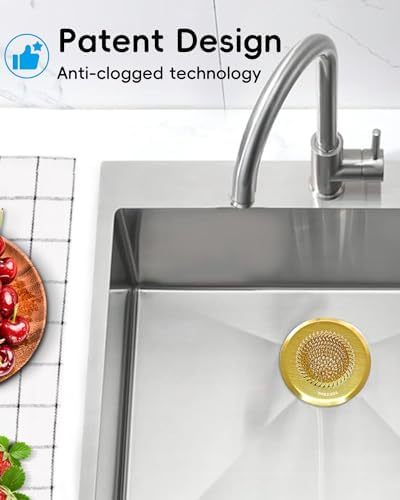 Kitchen Sink Drain Strainer,Patented Reversible Chain Mesh Basket, Gold - Image 6