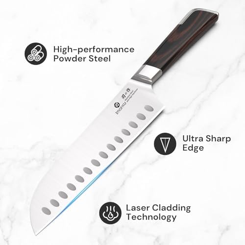 imarku Japanese Santoku Knife 7 Inch, Multi-Layer Forged, Powder Steel Core - Image 5