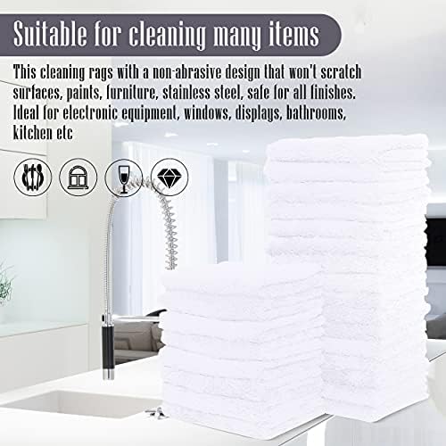 Sunny zzzZZ 24 Pack Kitchen Dishcloths - Does Not Shed Fluff - Reusable Dish Towels, Dish Cloths, Super Absorbent Coral Fleece Cleaning Cloths, Nonstick Oil Washable Fast Drying, 10 x 10 Inch (White) - Image 7