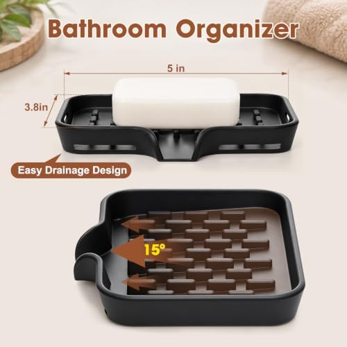 CAKETIME 3 in 1 Silicone Soap Dish with Drainage Holes for Bathroom Shower Caddy Kitchen Counter Sponge Holder Bar Sink Organizer Gadgets Gears Items Self Draining Jabonera Generic Random Stuff - Image 2