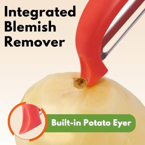 Rainspire Vegetable Peeler Potato Peelers for Kitchen, Sharp Stainless Steel Blades Veggie, Comfortable Handle Fruit Peeler, Carrot Peeler Apple Peeler Dishwasher Safe, Coral, 2-Pack - Image 5