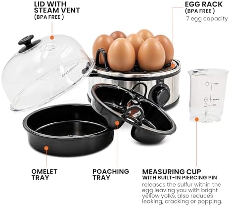 Elite Gourmet 7-Egg Egg Boiler & Cooker, Poacher/Omelet Maker, BPA-Free - Image 6