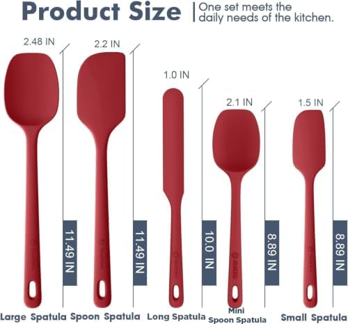 ChefAide 5 Pieces Silicone Spatulas Set, Heat Resistant Rubber Spatula - Image 2