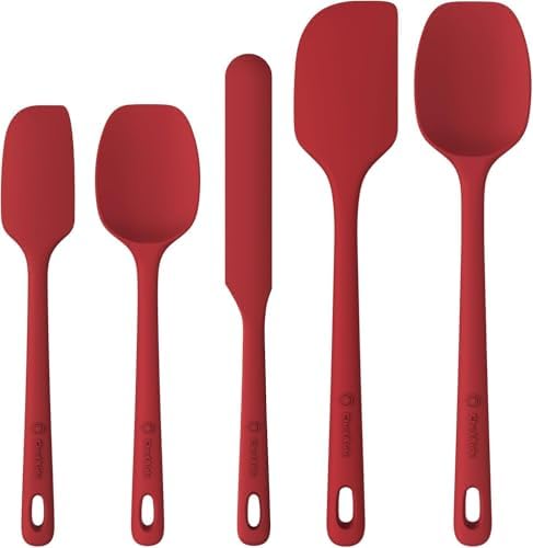 ChefAide 5 Pieces Silicone Spatulas Set, Heat Resistant Rubber Spatula by ChefAide