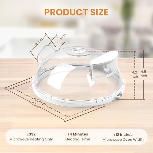Microwave Splatter Cover with Water Steamer, Integrated Handle, 10 Inch - Image 6