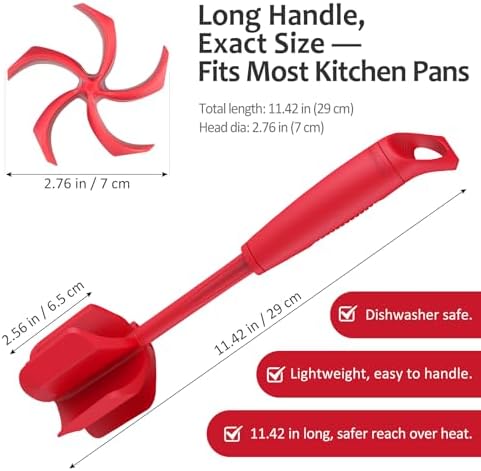 Ourokhome Meat Chopper and Potato Masher, Heat Resistant Nylon Ground Beef Smasher for Hamburger, 5 Curved Blades Nonstick Safe Mixer & Stirrer, Practical Kitchen Gadgets, Red - Image 5