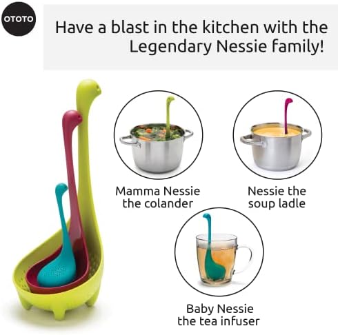 The Nessie Family by OTOTO - Pack of 3 Tea Infuser, Soup Ladle, and Colander - Cute Kitchen Accessories, Cooking Gifts, Funny Kitchen Gadgets, Kitchen Gifts - Image 3