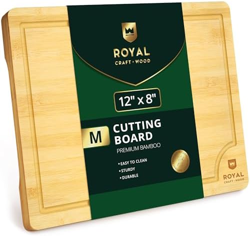 ROYAL CRAFT WOOD Bamboo Cutting Board with Juice Groove - Kitchen Chopping Board for Meat Cheese and Vegetables, Heavy Duty Serving Tray by ROYALCRAFTWOOD