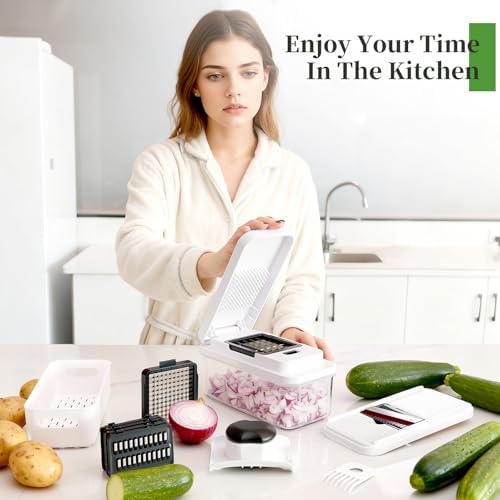 Vegetable Chopper Mandolin Slicer with Container, Chop & Drain in One Step - Image 2
