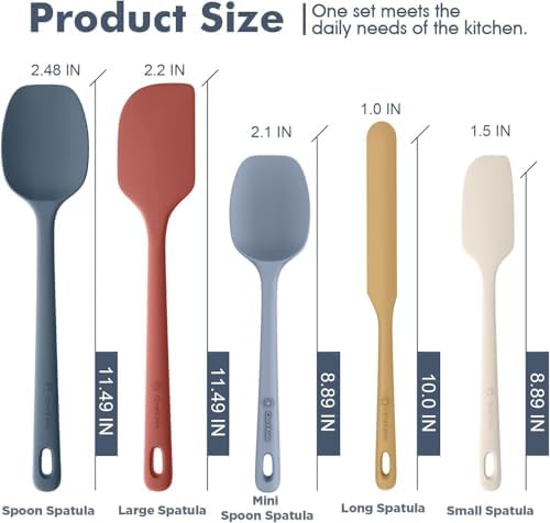 ChefAide 5 Pieces Silicone Spatulas Set, Heat Resistant Rubber Spatula - Image 2