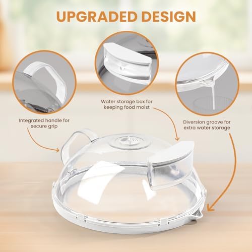 12 Inch Microwave Splatter Cover with Water Steamer, Integrated Handle - Image 3