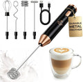 Zulay Kitchen Rechargeable Milk Frother Handheld - Frother Wand, Drink Mixer, Electric Whisk Frother, for Cappuccinos, Matcha & Protein Powder - Ultra Metal 4 Whisk, 1800mAh Black Copper by ZulayKitchen