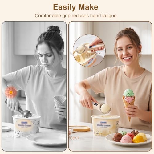 Rechargeable Heated Ice Cream Scoop, 3 Heat Levels, Nonstick Electric Scooper for Hard Ice Cream, Gelato & Sorbet, Ergonomic Solution for Seniors, Kids & Weak Wrists (Blue) - Image 5