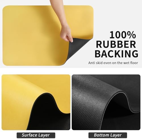 HotLive Dish Drying Mat for Kitchen Counter, Heat Resistant Drainer Mats with Non-slip Rubber Backed, Hide Stain Kitchen Super Absorbent Draining Mat, Easy to Clean Dish Rack Pad, Yellow 16"x20" - Image 5