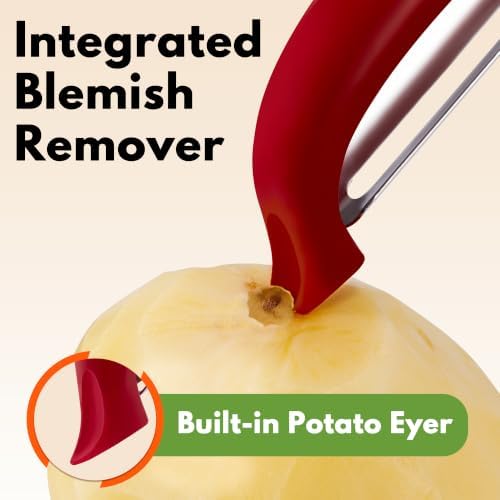 Rainspire Vegetable Peeler Potato Peelers for Kitchen, Sharp Stainless Steel Blades Veggie, Comfortable Handle Fruit Peeler, Carrot Peeler Apple Peeler Dishwasher Safe, Red, 2-Pack - Image 5