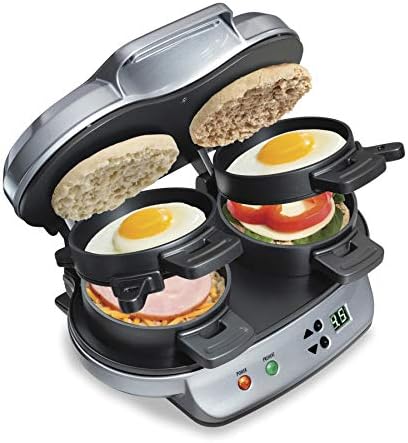 Hamilton Beach Dual Breakfast Sandwich Maker with Egg Cooker Rings & Timer by HamiltonBeach
