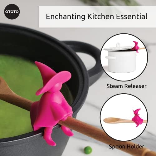 OTOTO Agatha Spoon Holder - Goth Cute Spoon Rest for Stove Top, Gothic, Spooky Cooking Gifts, Witchy Gifts, Cool Kitchen Gadgets, Halloween Gifts (Pink) - Image 4