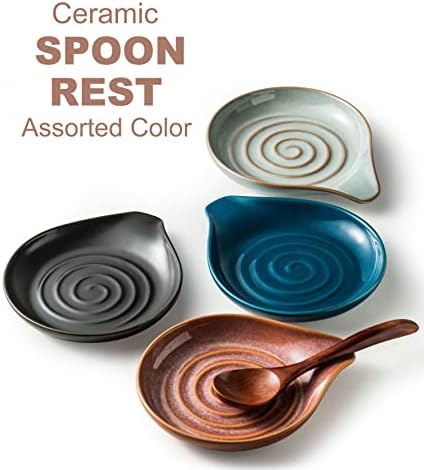 Spoon Rest, Ceramic Cooking Spoon Holder for Kitchen Counter, Large Utensil Rest for Spoons, Ladles, Tongs, Spatula, 5 Inches (Reactive Red Glazed) - Image 6