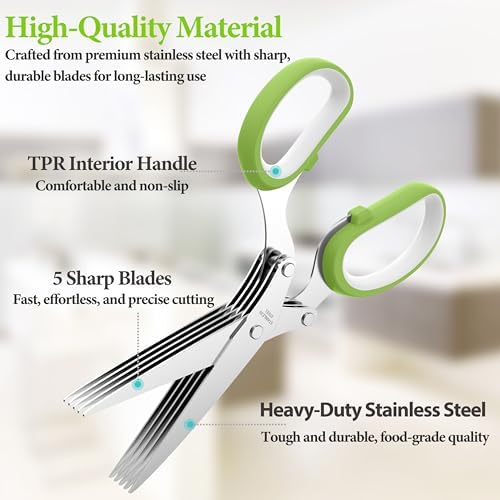2026 Upgraded Herb Scissors, 5-Blade Kitchen Herb Shears - Image 2