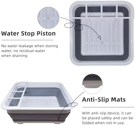 THANSTAR Collapsible Dish Drying Rack for RV Campers Portable Dinnerware Drainer Organizer for Kitchen Travel Trailer - Image 4
