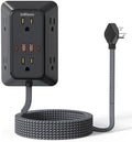 Surge Protector Power Strip with 6 Widely AC Outlets 4 USB Ports(2 USB C), 5 Ft Braided Power Cord, 3-Side Outlet Extender with Overload Protection for Office, Home, Travel Essential-Black-ETL by JcBlaon