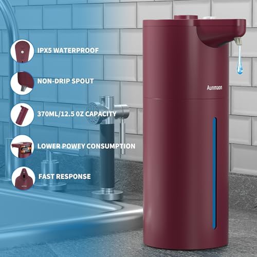 Automatic Soap Dispenser Touchless, Hands-Free, Multi Adjustable Volume, Long Battery Life, Compatible with Thick & Thin Dish/Hand Soap for Bathroom and Kitchen, Easy for Toddlers, Red - Image 5