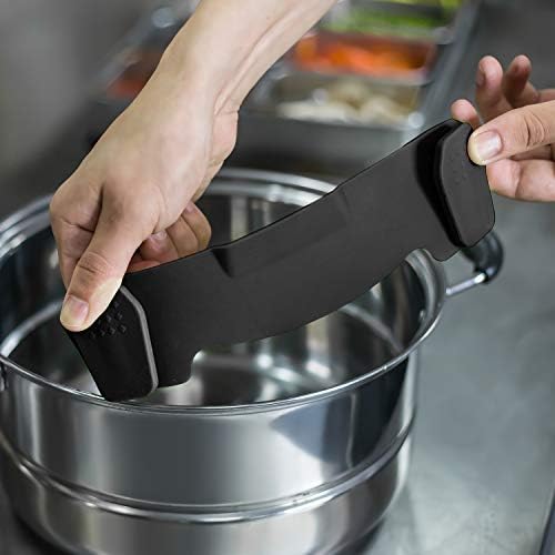 AUOON Clip On Strainer Silicone for All Pots, Standard 8.86 x 3.55in, Black - Image 3
