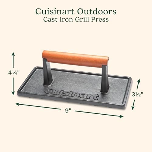 Cuisinart Burger Press with Wooden Handle, Cast Iron, Rectangle - Image 2